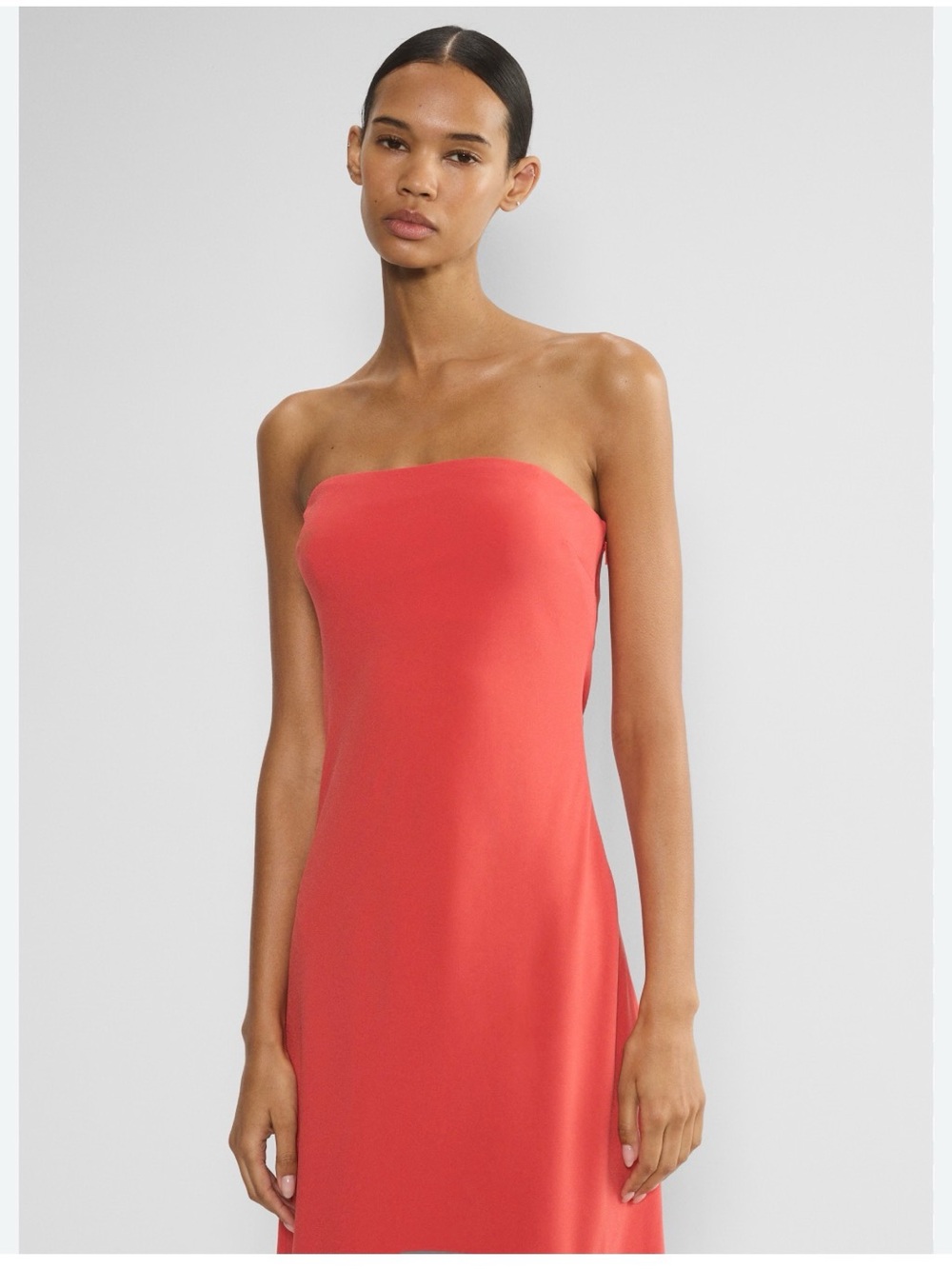 See You Monday Strapless Cut Out Back Coral Midi Dress with Neck Tie Size Medium